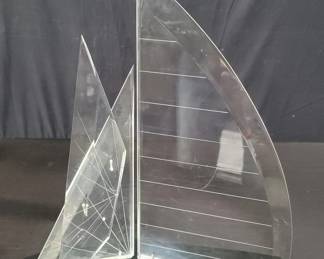 Signed acrylic sailboat sculpture
