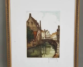 Roger Hebbelinck pencil-signed etching