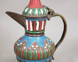 Vintage hand-painted brass teapot