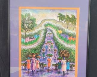 Vintage Martino Dorce watercolor and ink under glass