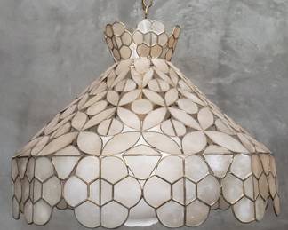 Vintage capiz shell hanging light fixture