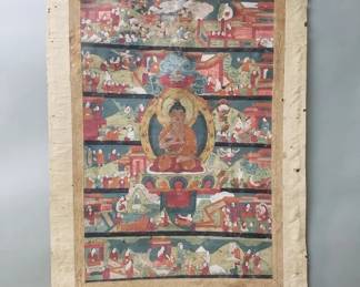 Traditional Tibetan thangka, painting on cotton