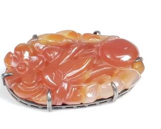 Vintage sterling silver and carved carnelian