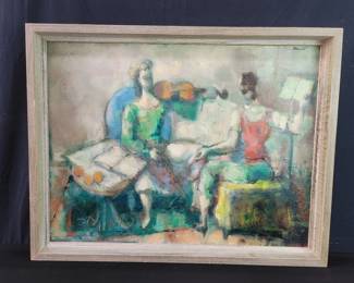 Vintage signed Markell oil painting on Masonite