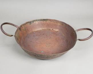 Antique Israeli hand-hammered copper pot