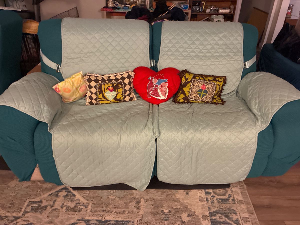 Recliner couch purchased from Jerome’s a year ago, always with cover on it