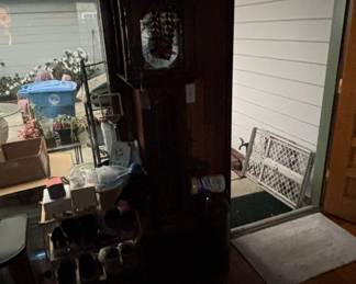 Brown Leather Sofa and Armchair Set with Cowhide and Floral Pillows