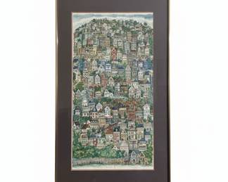 San Francisco Hillside Watercolor by Gus C. Bayz