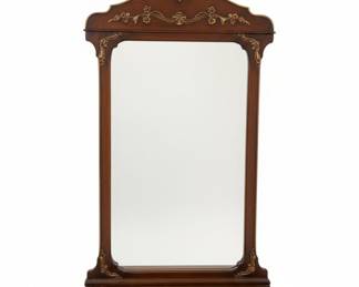 Vintage Wooden Jewelry Box with Decorative Mirror and Accessories