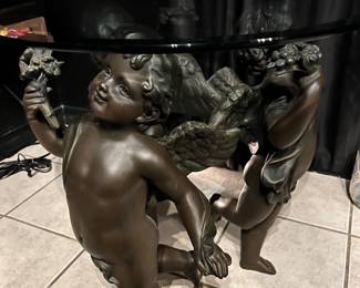 Beautiful Cherub glass top table