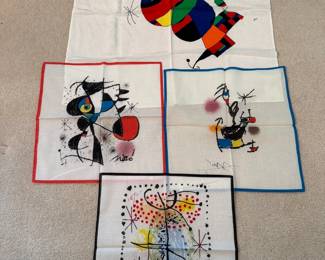 Rare Successio Miro silk scarf and handkerchiefs (limited edition)