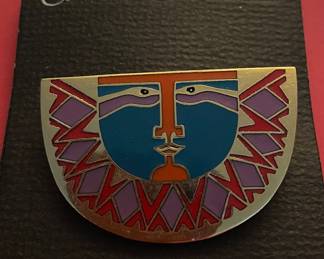 Vintage Laurel Burch enamel pin, “Sunface” jewelry