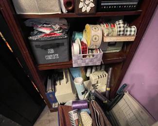 Sewing machines, fabric, ribbon