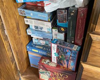 Puzzles, storage cabinet