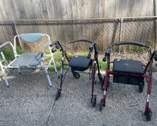 Walkers, bedside commode