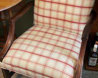 Upholstered arm chair plaid farmhouse 