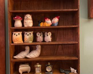 Vintage salt and pepper shakers owls birds gnomes Scottish terrier dogs mushrooms 