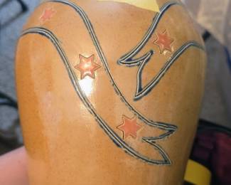 decorative pottery jar or jug, designed in the style of antique American redware