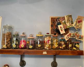 Decorative jars, craft supplies 