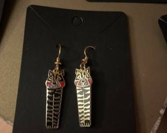 Laurel Burch cat tiger dangly earrings jewelry 