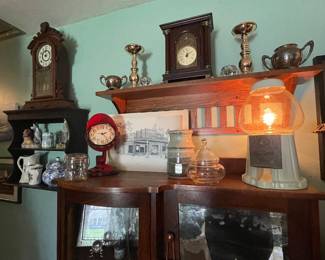 Clock up cycled gum ball machine lighting antique side-by-side curio desk combo display