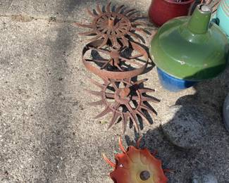 Antique metal farm equipment