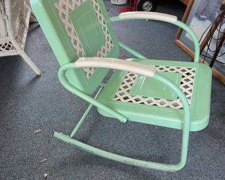 Vintage metal garden chair sandblasted baked on enamel refurbished 