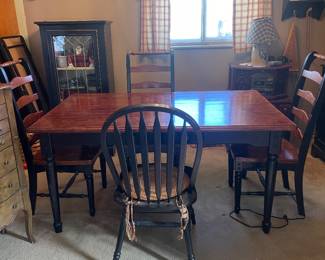 Dining room table farmhouse rectangular with 4 matching chairs