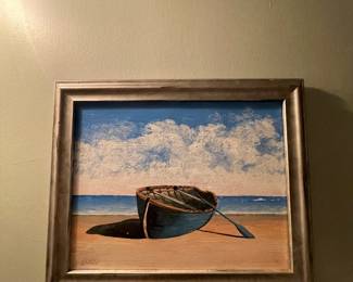 Hand painted art row boat