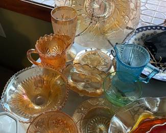 Vintage carnival glass colored glass 