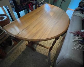 Dining table vintage hardwood drop leaf table round