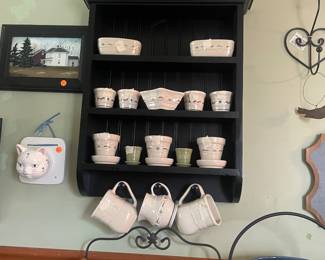 Longaberger mugs, planters, pitchers