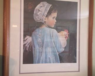 Framed artwork lithograph print titled "Emma" by artist Nancy N.A. Noël
