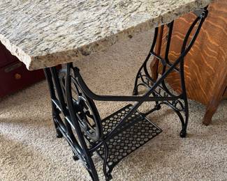 Up cycled sewing table with granite top