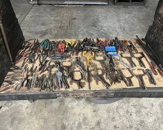 pliers, cutters, clamps, vise grips, screwdrivers
