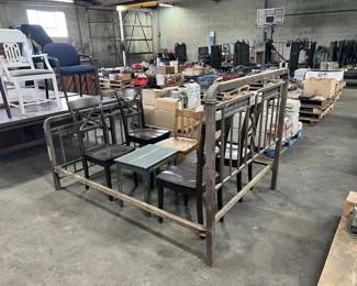vintage brass bed, misc. chairs