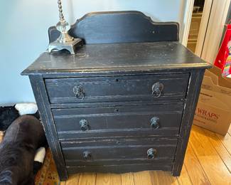 Painted black small chest of drawers 29"W x 16"D x 28"H - $125