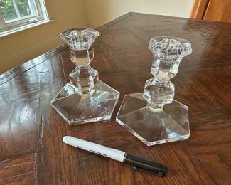 Val St. Lambert crystal candlesticks