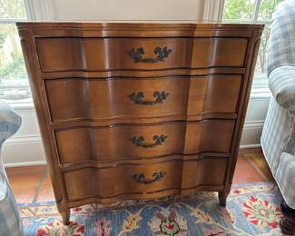 Wood chest of drawers with leather insert 30"W x 17"D x 31"H - $150