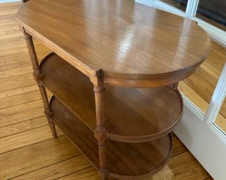 Wood side table 27"W x 16"D x 25"H - $60