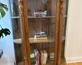 Wood/glass curved curio cabinet 46"W x 16"D x 64"H - $550