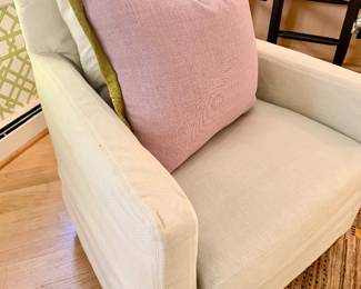 Custom slipcovered swivel chair