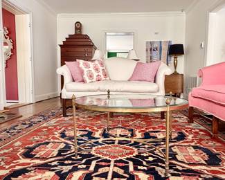 Antique Sofa - Pennsylvania / MCM Brass coffee table  / HERIZ ( 9 x 13) 