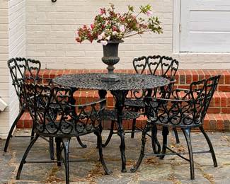 MCM metal patio table and chairs