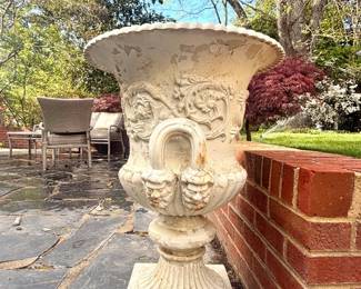 SUPERB antique metal planters (with bases)