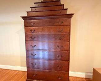 Stunning tall chest with decorative 3 drawer top