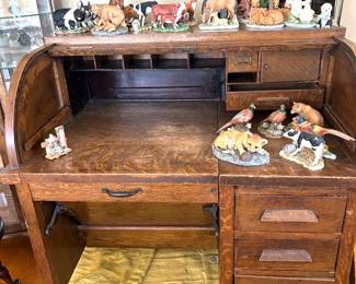 antique roll top desk with folding drawer 