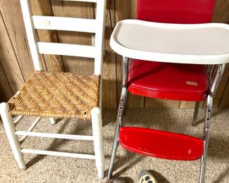 Rush seat chair, vintage youth chair