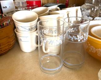 Corning ware glasses and coffee cups 