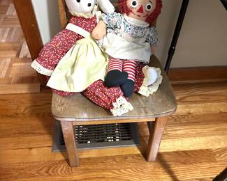 vintage Raggedy Ann, flopped eared rabbit 
